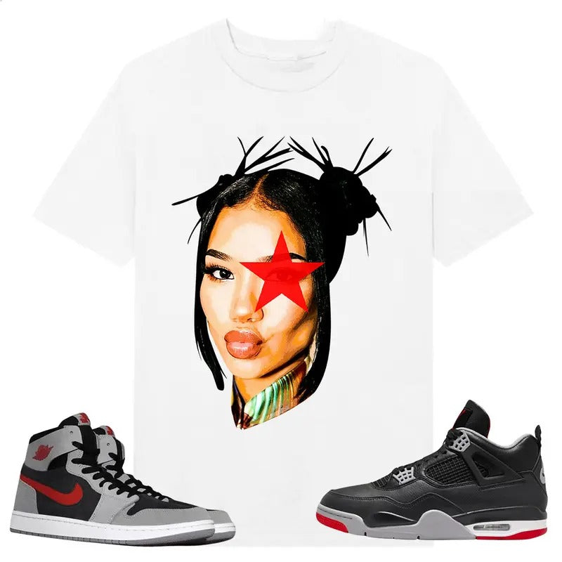 Jhene Rap Shirt white to match A J 1 High Zoom CMFT 2 Fire Red Cement Grey, A J 4 Bred, Shirt to matching Sneaker Hoodie...