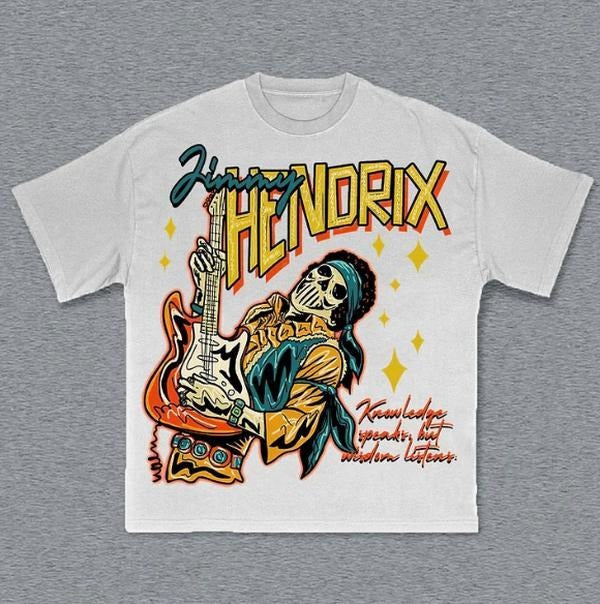 Jimi Hendrix Skeleton T-Shirt, Jimi Hendrix Graphic Tee, Music Rock And Roll Tee, Hip Hop, R&B, Y2k, Gift For Men Women...