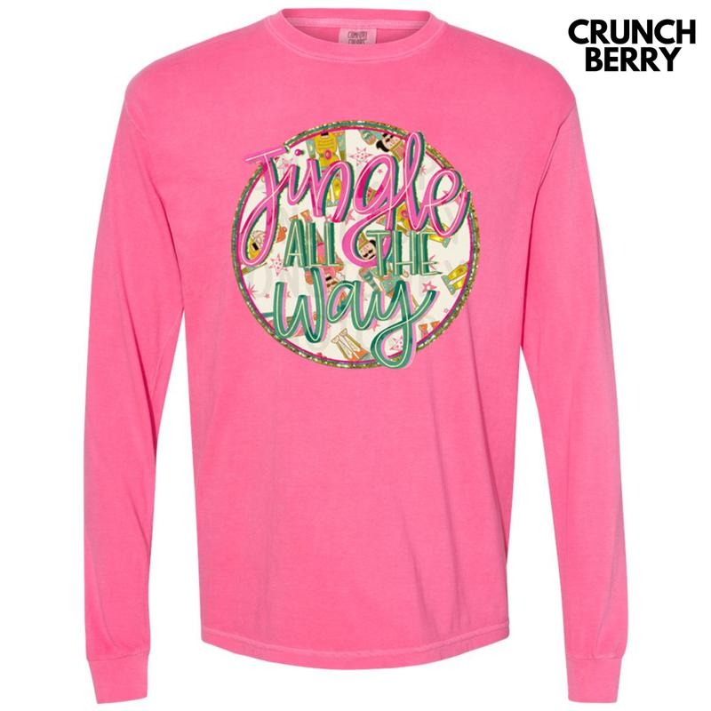 Jingle All The Way Faux Glitter Long Sleeve Comfort Colors T-Shirt Hoodie Sweatshirt | PrintMintTees.com