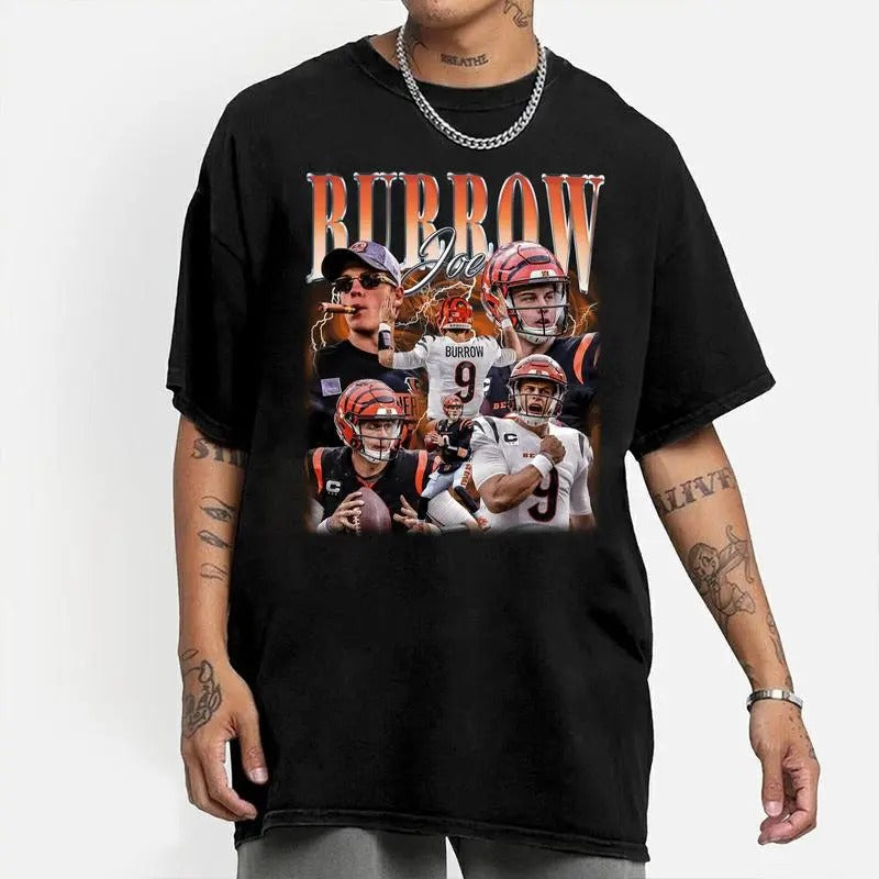 Joe Burrow Shirt, Classic 90s Graphic Tee, Unisex, Vintage Tshirt Cotton Summer Tshirt Hoodie Sweatshirt | PrintMintTees.com