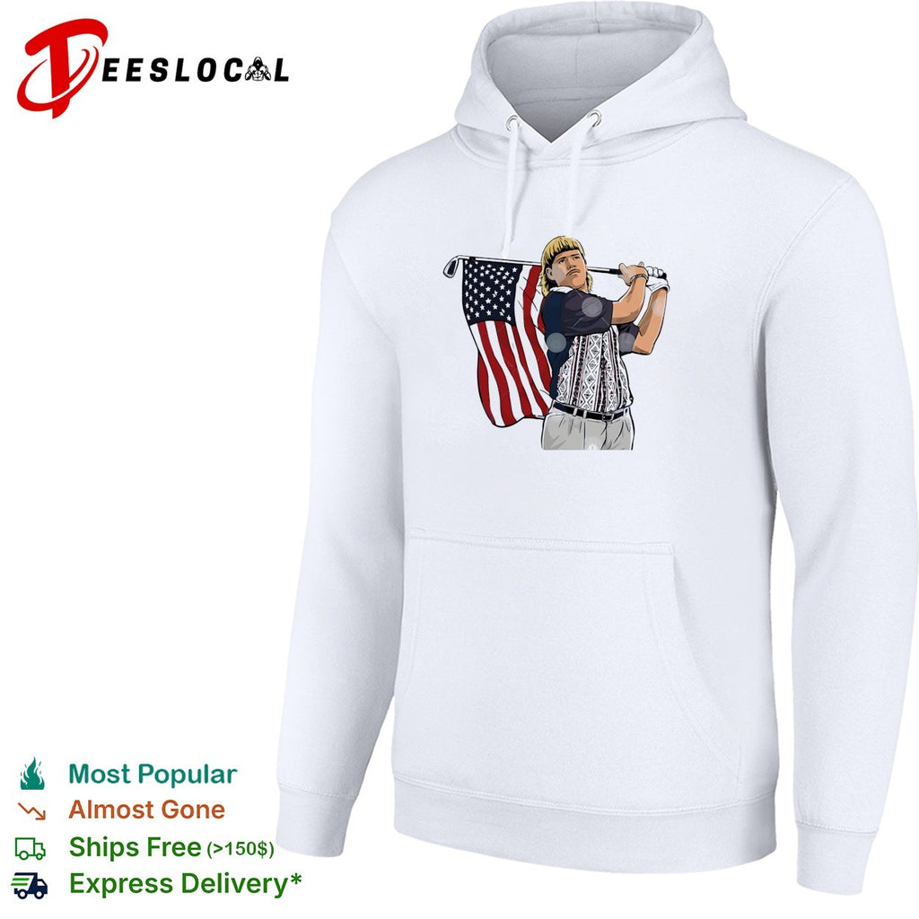 John Daly holding Golf stick flag 4th of July Golfer graphic shirt