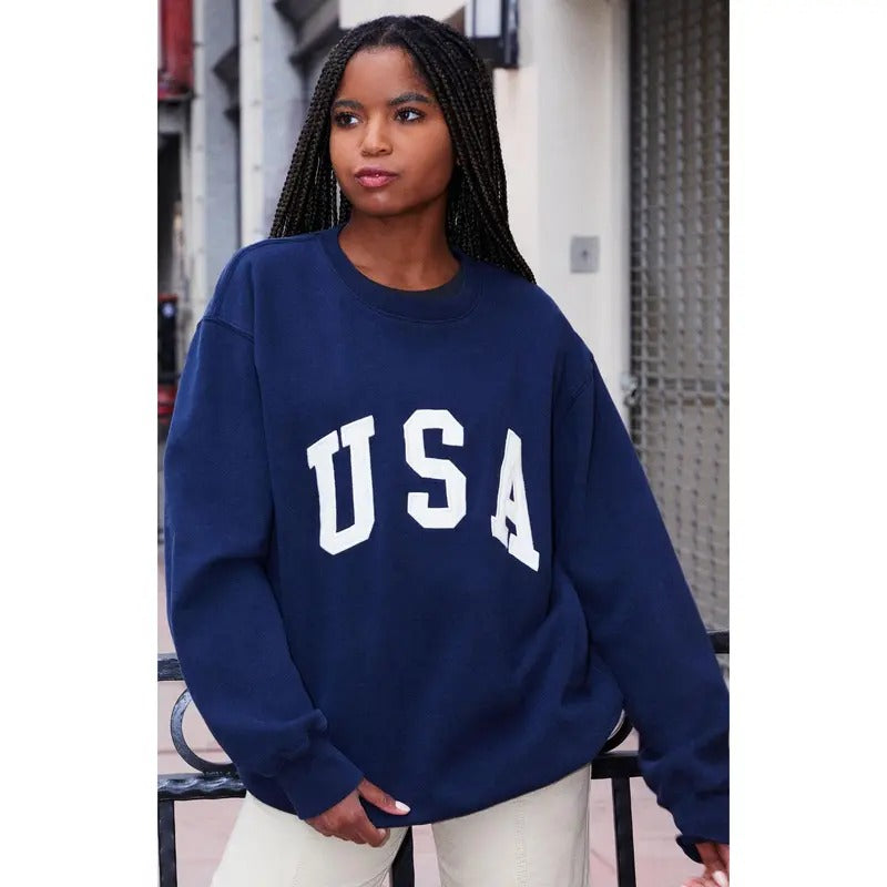 John Galt Women's Erica USA Crew Neck Sweatshirt T-Shirts, Hoodie | PrintMintTees.com