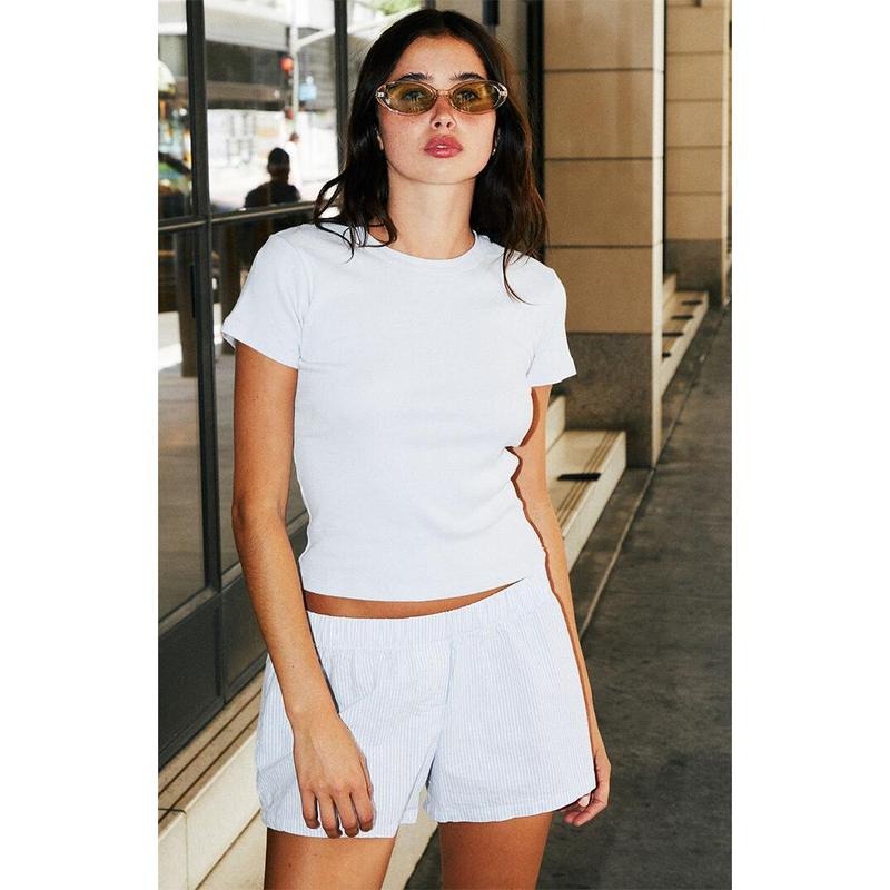 John Galt Women's Light Blue Emma Short Sleeve T-Shirt Hoodie, Sweatshirt | PrintMintTees.com