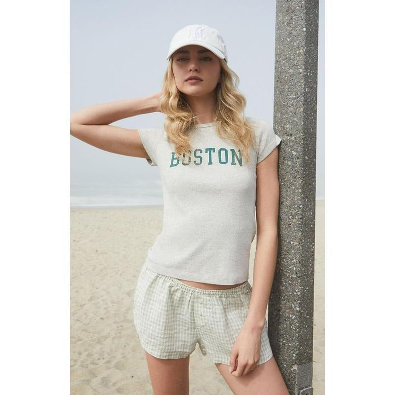 John Galt Women's Light Gray Boston Hailie T-Shirt - Multicolor Hoodie Sweatshirt | PrintMintTees.com