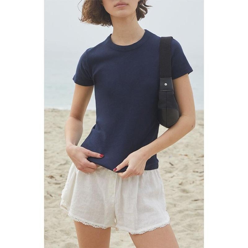 John Galt Women's Navy Hailie T-Shirt Hoodie Sweatshirt | PrintMintTees.com