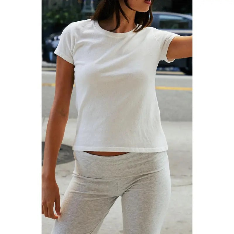 John Galt Women's White Basic Crew Neck T-Shirt Hoodie Sweatshirt | PrintMintTees.com
