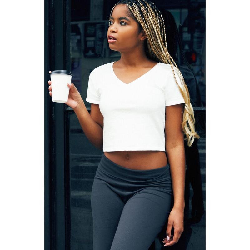 John Galt Women's White V-Neck T-Shirt Hoodie Sweatshirt | PrintMintTees.com