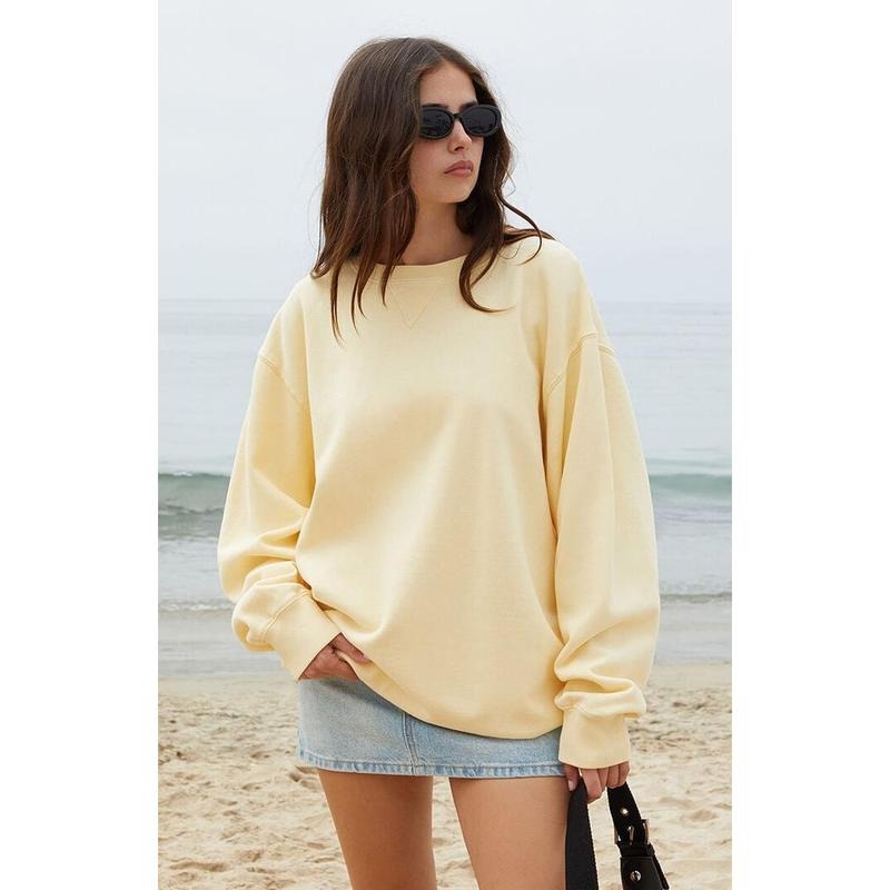 John Galt Women's Yellow Erica Crew Neck Sweatshirt T-Shirts, Hoodie | PrintMintTees.com