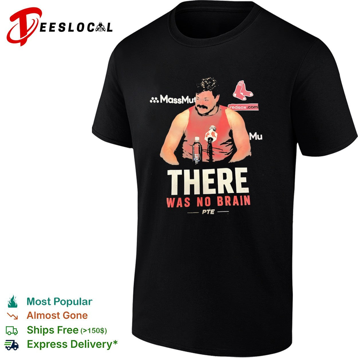 Johnny Damon Boston Red Sox mlb parody there was no brain pte shirt