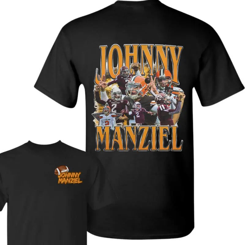 Johnny Manziel Football Double Side Football Vintage Heavyweight Vintage 90s Shirt Sport Vintage Shirt T-Shirts, Hoodie, Sweatshirt