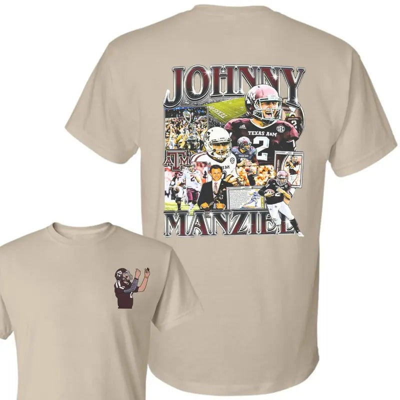 Johnny Manziel Football Double Side Johnny Football Vintage Heavyweight Vintage 90s Shirt Sport Vintage Shirt Summer Lady Basic Summer Casual Menswear Top T-Shirts, Hoodie, Sweatshirt