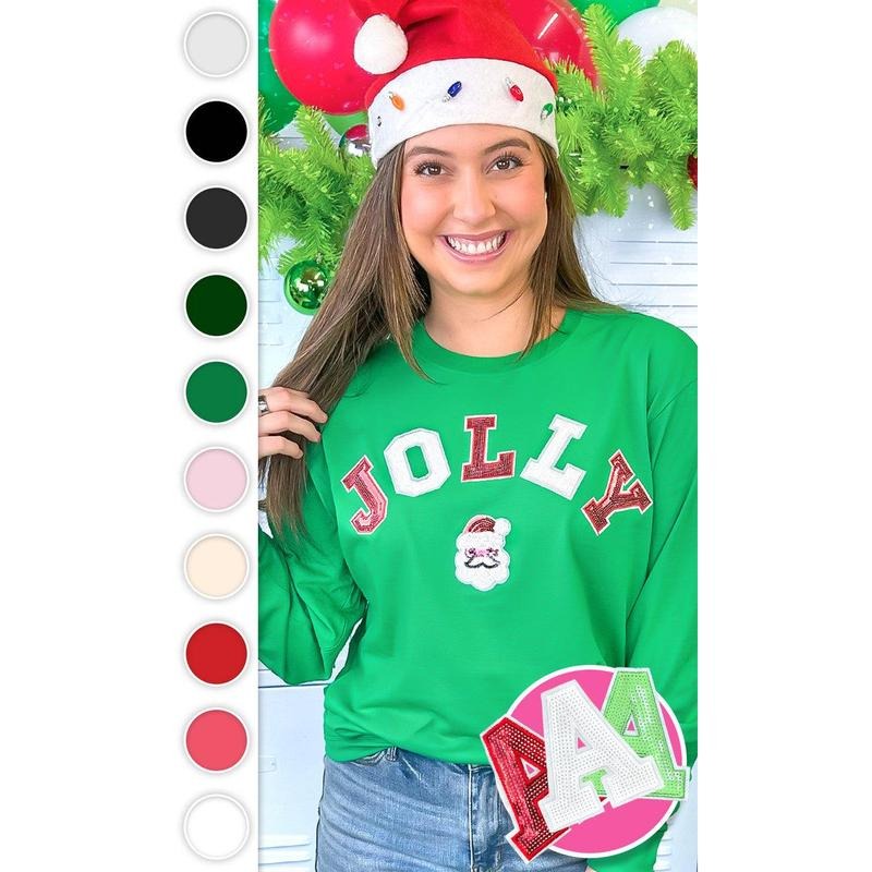 Jolly Sequin Graphic Long Sleeve T-Shirt Hoodie Sweatshirt | PrintMintTees.com