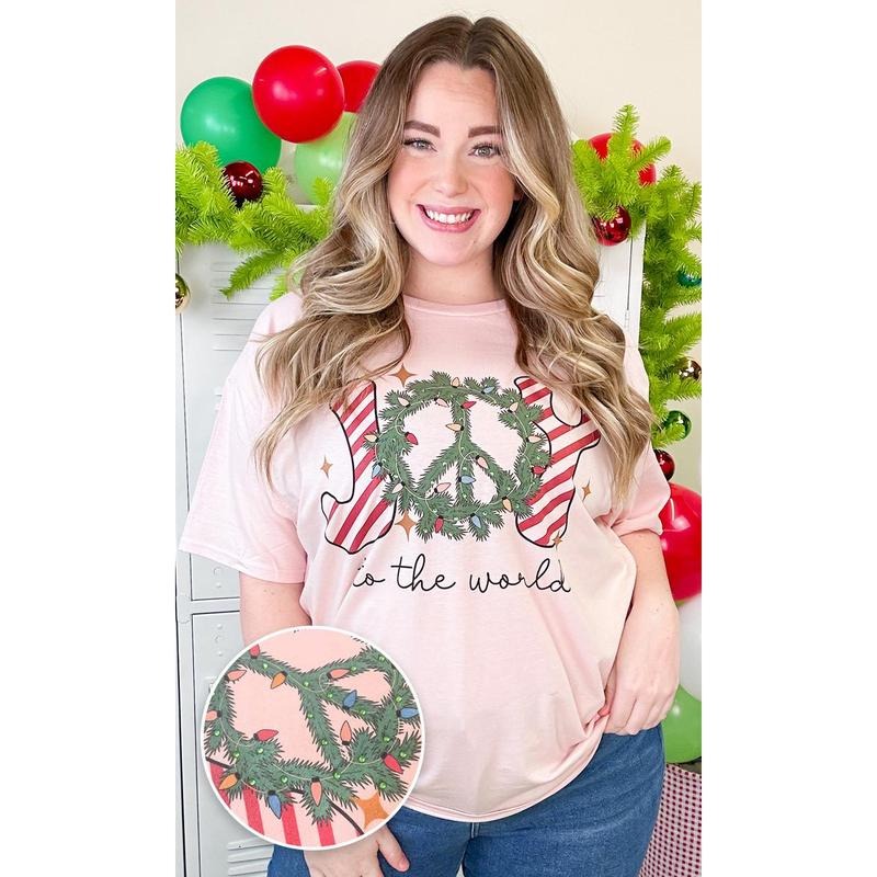 Joy to the World Rhinestone Graphic T-Shirt Hoodie Sweatshirt | PrintMintTees.com