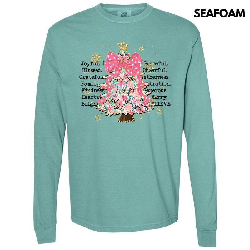 Joyful Peaceful Cheerful Tree Long Sleeve Comfort Colors 'NLB' T-Shirts, Hoodie, Sweatshirt