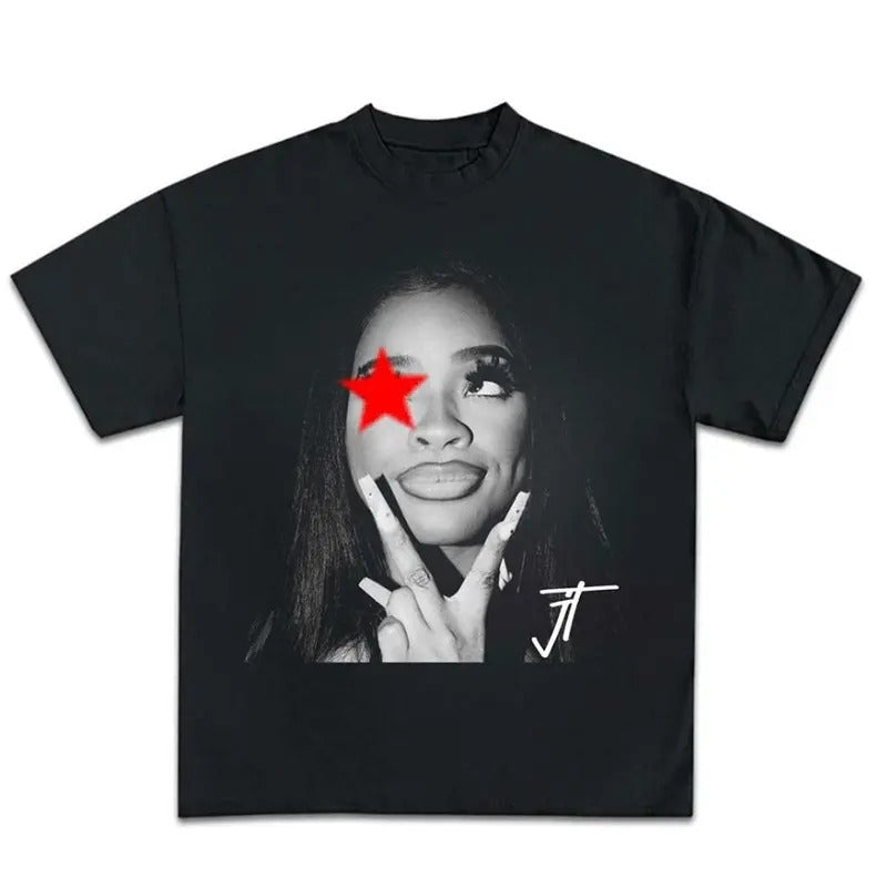 Jt Star Signature Shirt Graphic Tee in Classic Cotton Short-sleeve Crewneck Hoodie Sweatshirt | PrintMintTees.com