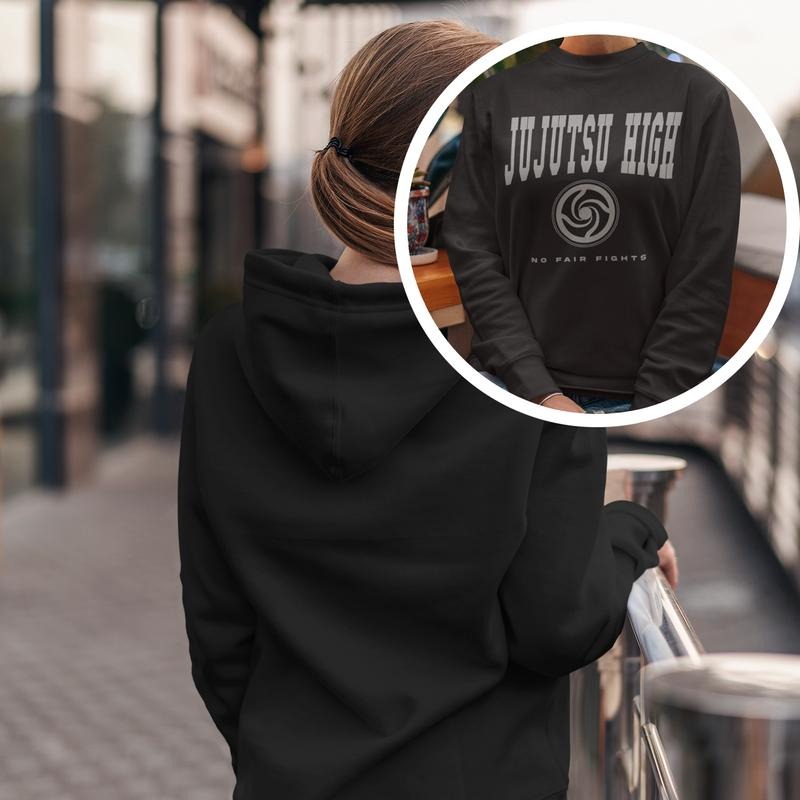 JuJutsu High Varsity Sweatshirt "No Fair Fights" JuJutsu Kaisen Sweater Casual Pullover Crewneck Shirt Hoodie