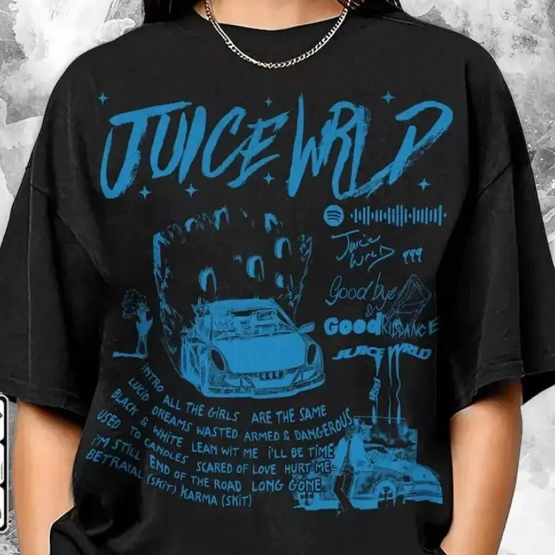 Juice Wrld Goodbye & Good Riddance Album Shirt, Bootleg Rapper Album Vintage Y2K Top Womenswear Hoodie Sweatshirt