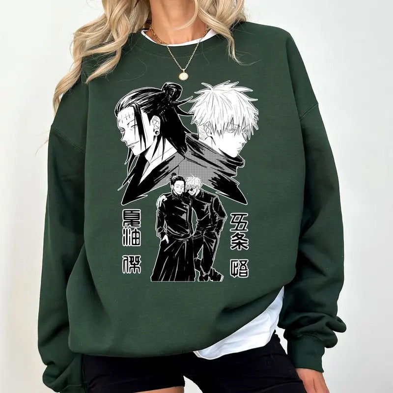 Jujutsu Kaisen Characters Tshirt Crewneck Hoodie Comfort Cottonstyle{n002}2 Sweatshirt | PrintMintTees.com