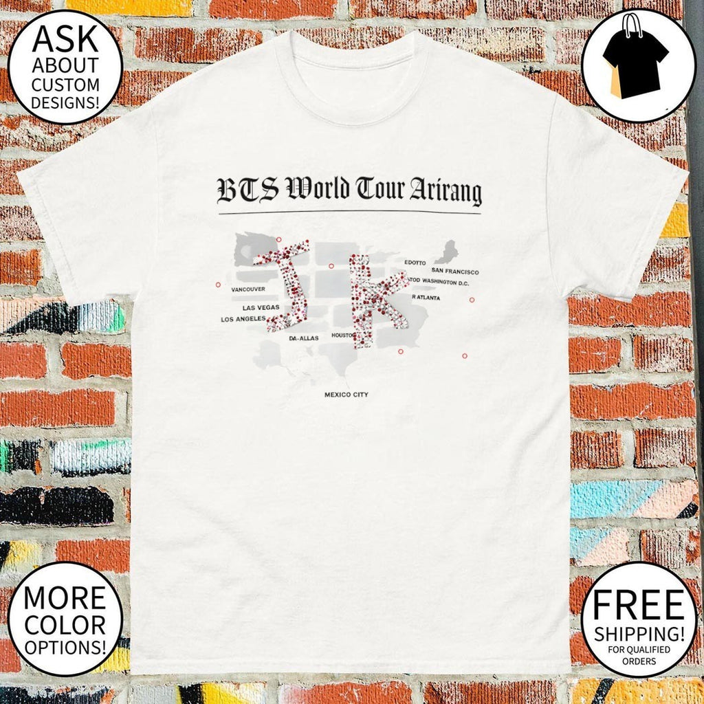 Jungkook BTS World Tour Arirang JK Map 2026 shirt