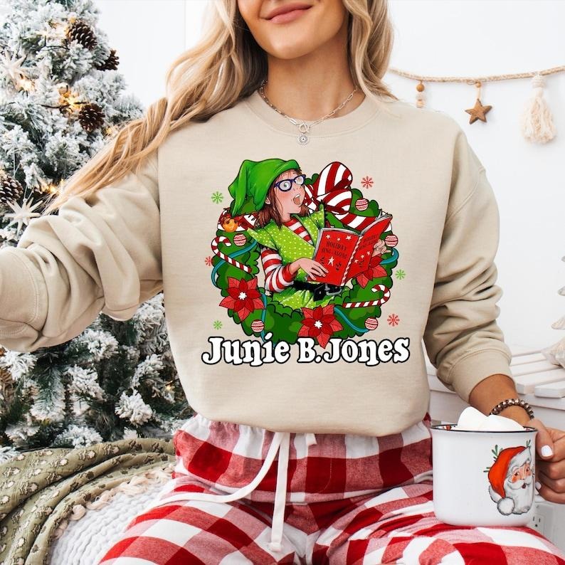 Junie B Jones Christmas Sweatshirt, Teacher Christmas T-shirt, Children's Book Christmas Tee, Book Lover Gifts, Merry...