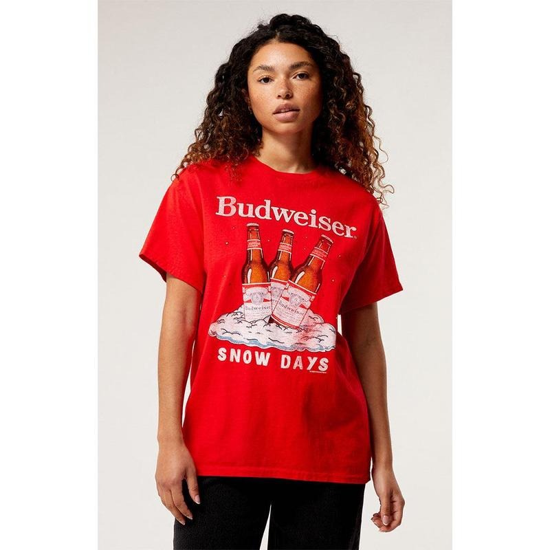 Junk Food Women's Budweiser Snow Days T-Shirt Hoodie Sweatshirt | PrintMintTees.com
