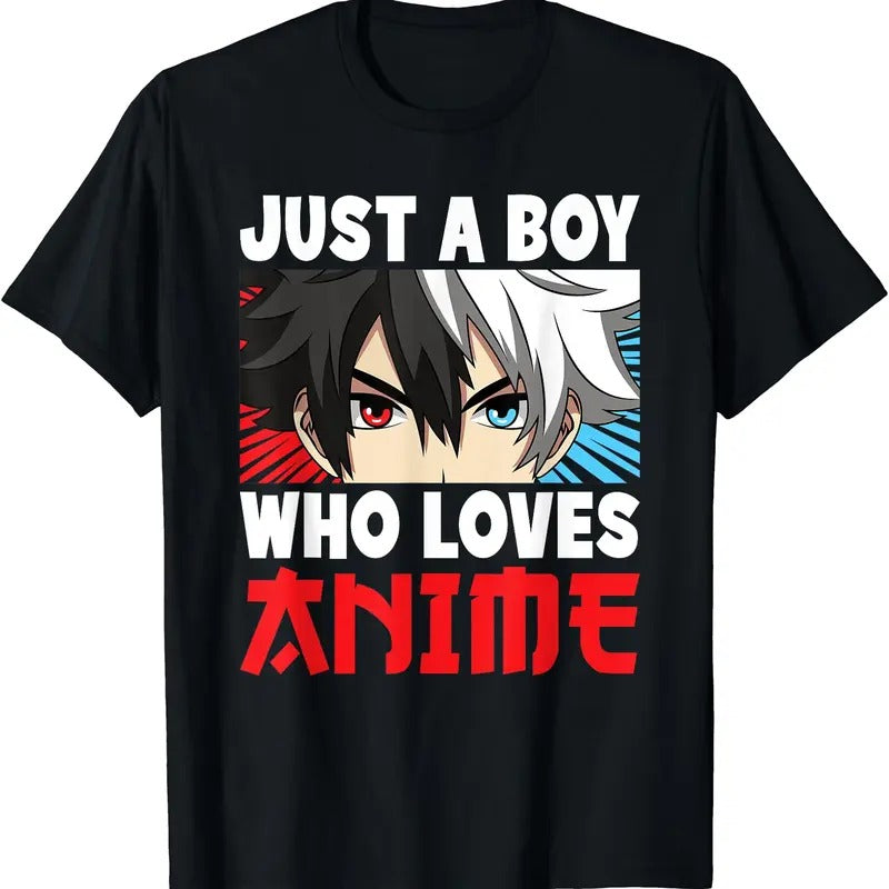 Just A Boy Who Loves Anime Funny Japanese Anime Boy Manga TShirt Hoodie Sweatshirt | PrintMintTees.com
