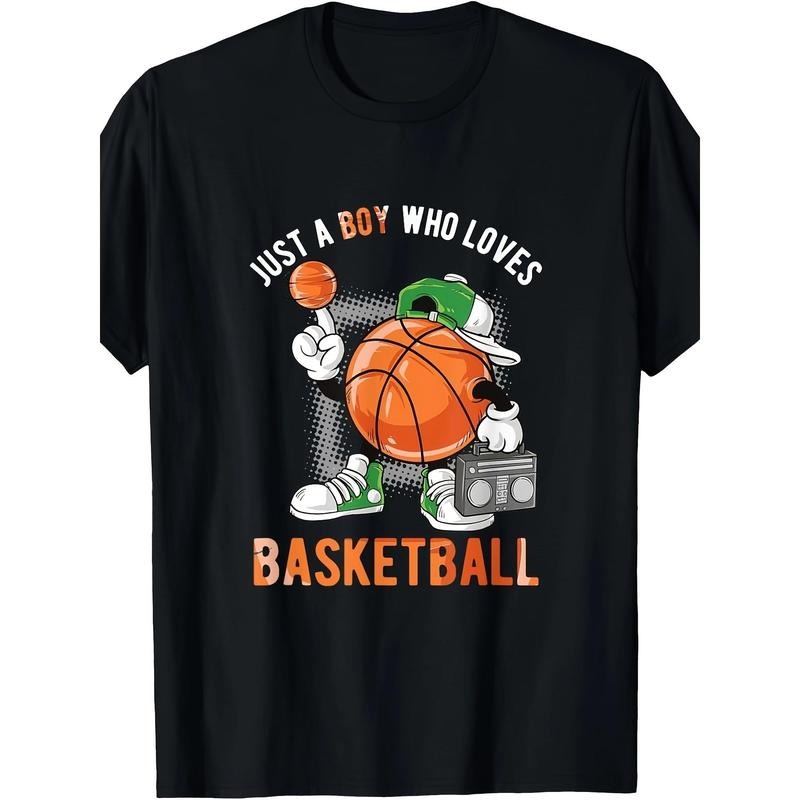 Just A Boy Who Loves Basketball Men T-Shirt -  Cotton T-shirt Made in USA Hoodie Sweatshirt | PrintMintTees.com