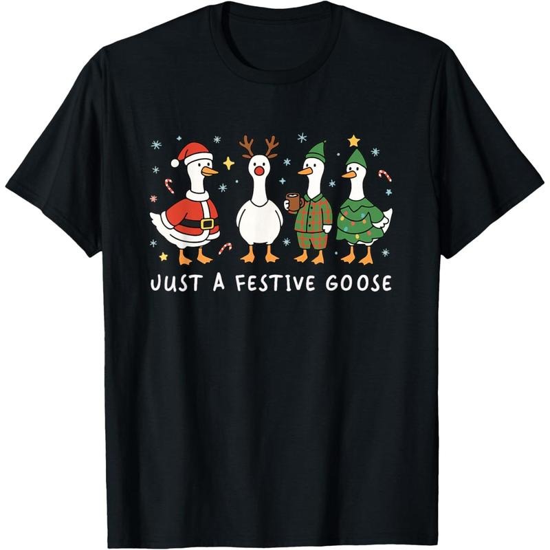 Just A Festive Goose Christmas Funny Silly Holiday Party T-Shirt Hoodie Sweatshirt | PrintMintTees.com