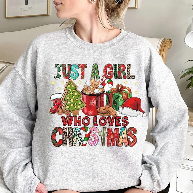 Just A Girl Who Loves Christmas Crewneck Sweatshirt, Hoodie, T-shirt | PrintMintTees.com