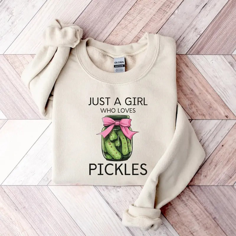 Just A Girl Who Loves Pickles Coquette Shirt, Pickle Lover T-shirt, Funny Pickles Shirt Hoodie Sweatshirt | PrintMintTees.com