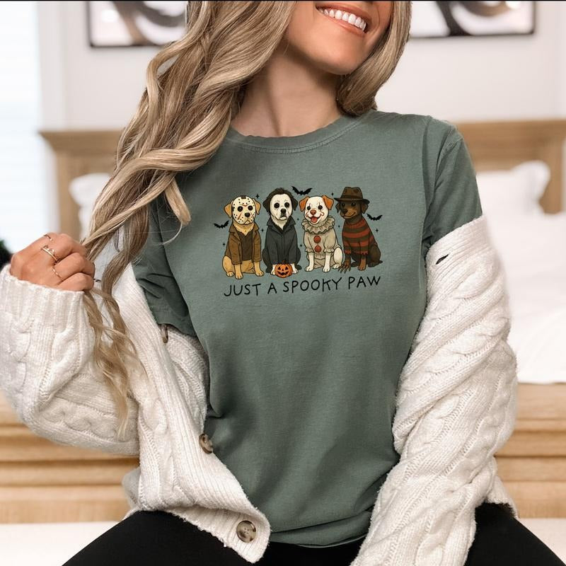 Just A Spooky Paw - Comfort Colors T-Shirt Hoodie Sweatshirt | PrintMintTees.com