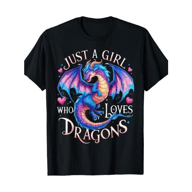 Just A Woman Who Loves Dragons Cute Dragons T-Shirt Made in USA Summer Round Neck Comfortable Hoodie Sweatshirt