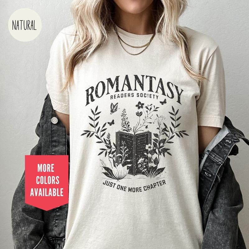 Just One More Chapter Romantasy Reader Shirt Fantasy Romance Readers Tee Gift for Book Lovers Vintage Bookworm Shirt...