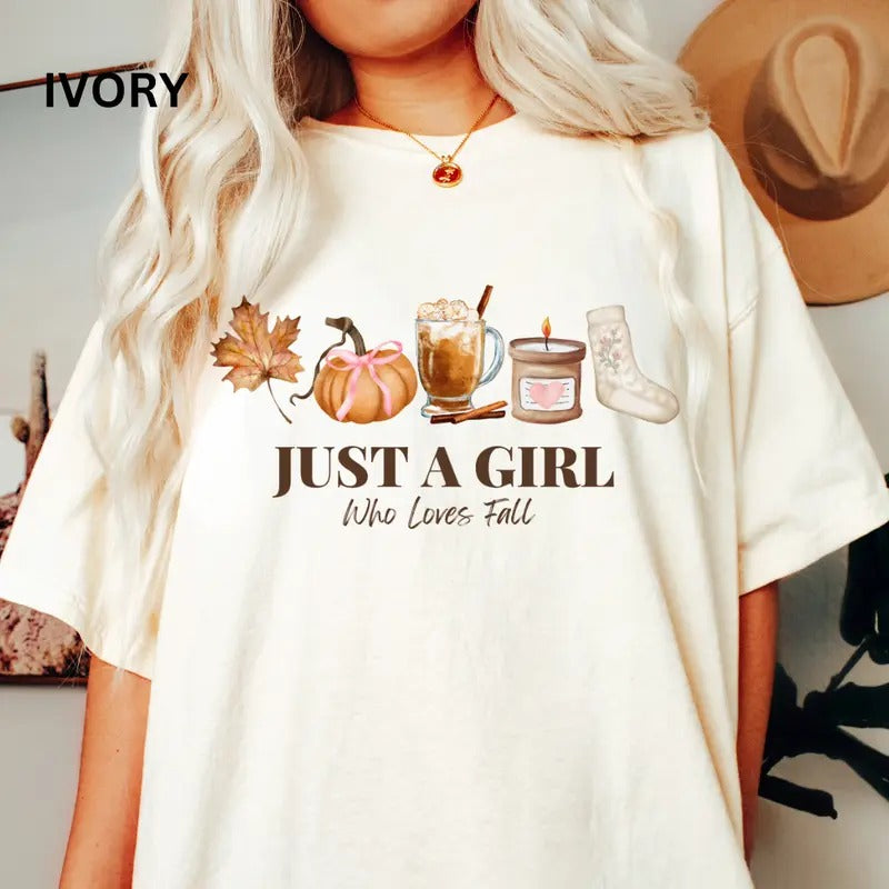 Just a Girl who Loves Fall Shirt, Comfort Colors Shirt,  Comfort Colors Fall Shirt, Halloween Graphic Shirt,Casual Shirt...