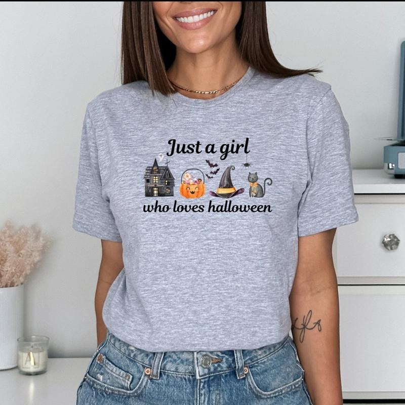 Just a girl who loves halloween Printed Softstyle T-Shirt Hoodie Sweatshirt | PrintMintTees.com