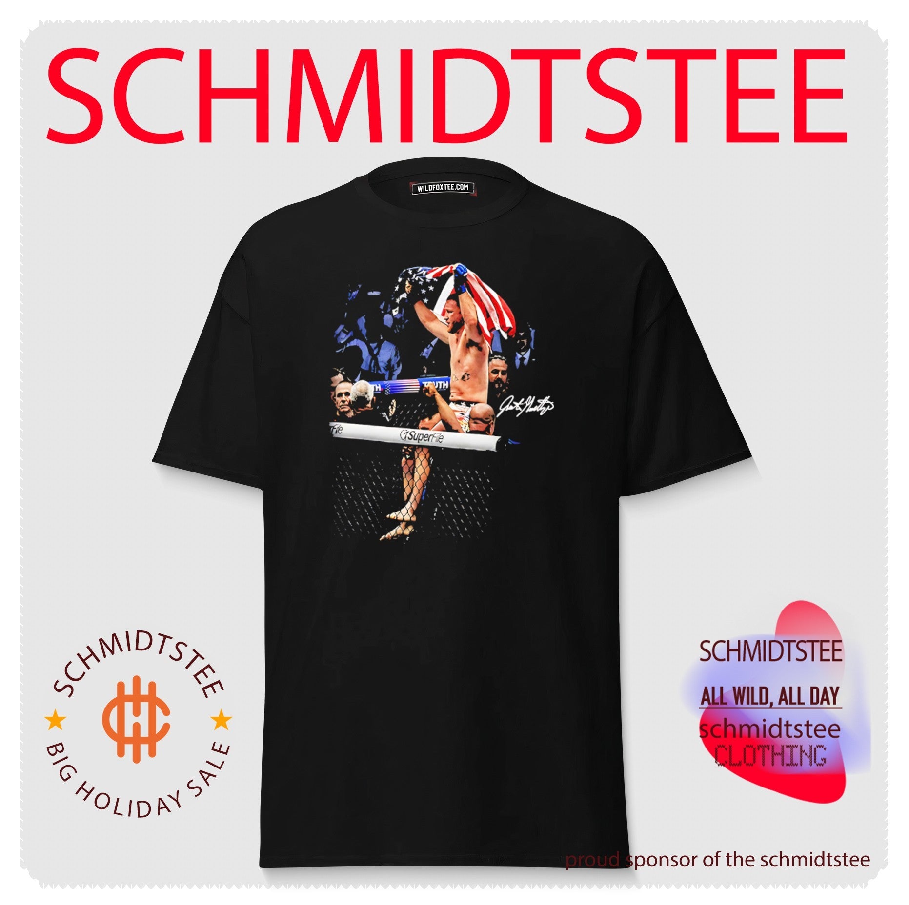 Justin Gaethje holding American flag signature vintage shirt