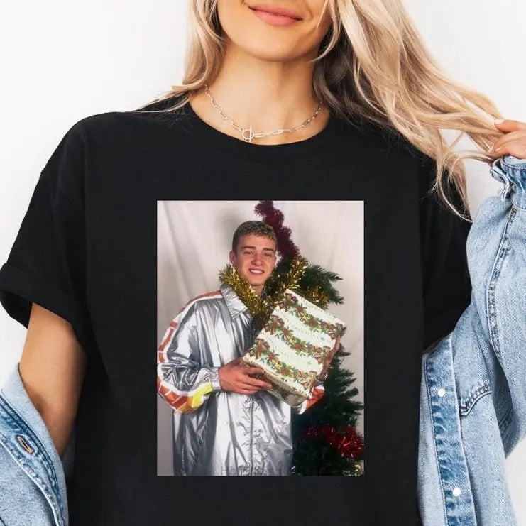 Justin Retro Christmas Tshirt, Vintage Christmas shirt, Nsync, Pop Culture Tshirt, Christmas Gift, JT Christmas Hoodie...