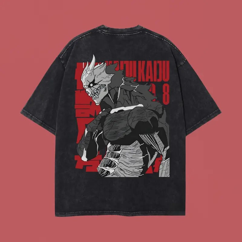 Kafka Hibino Washed Oversized T-Shirt, Kaiju No. 8 Anime Washed Heavy Cotton Special Graphic Teestyle{n002}2 Hoodie...