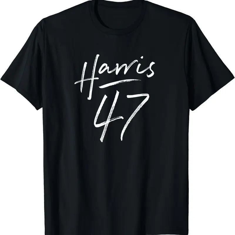 Kamala Harris 47 Feminine Script for Women Girls Harris 2024 T-Shirt Hoodie Sweatshirt | PrintMintTees.com