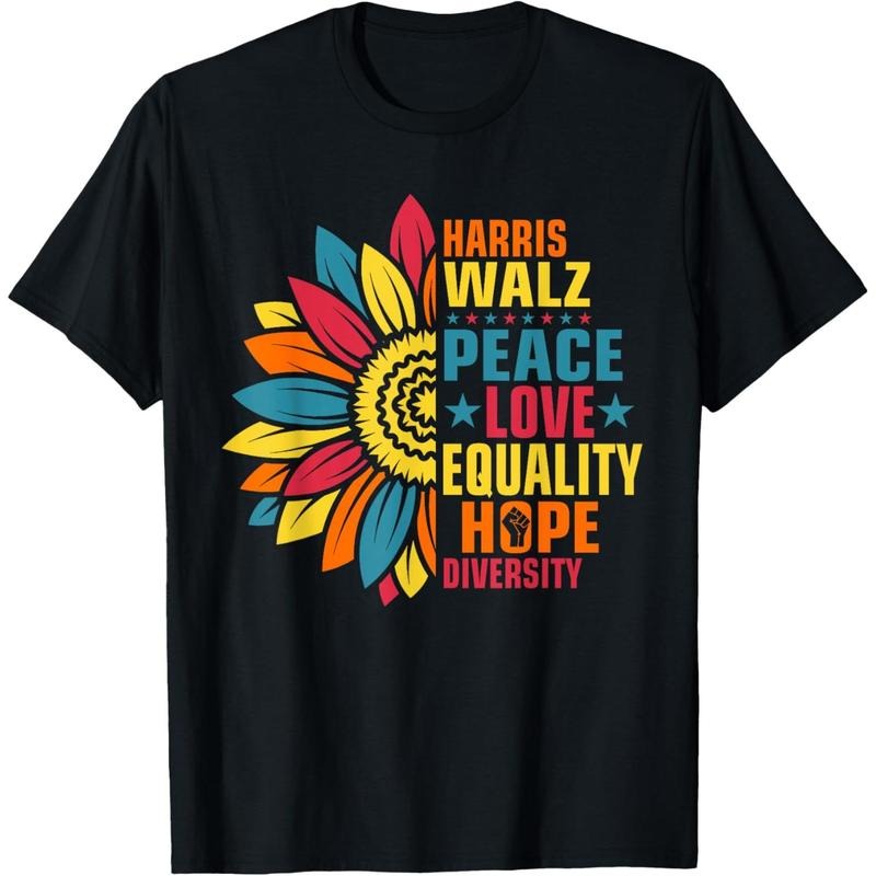 Kamala Harris Waltz Peace Love E Hope Diversity T-Shirt made in usa Hoodie Sweatshirt | PrintMintTees.com