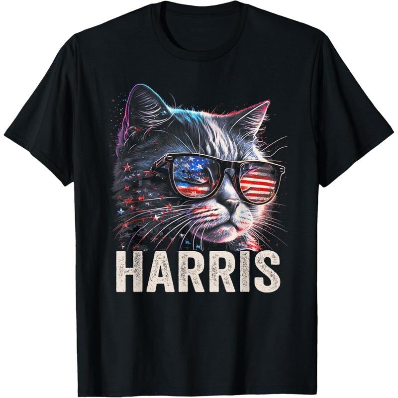 Kamala Harris for President 2024, Funny Cat Graphic T-Shirt made in usa Hoodie Sweatshirt | PrintMintTees.com