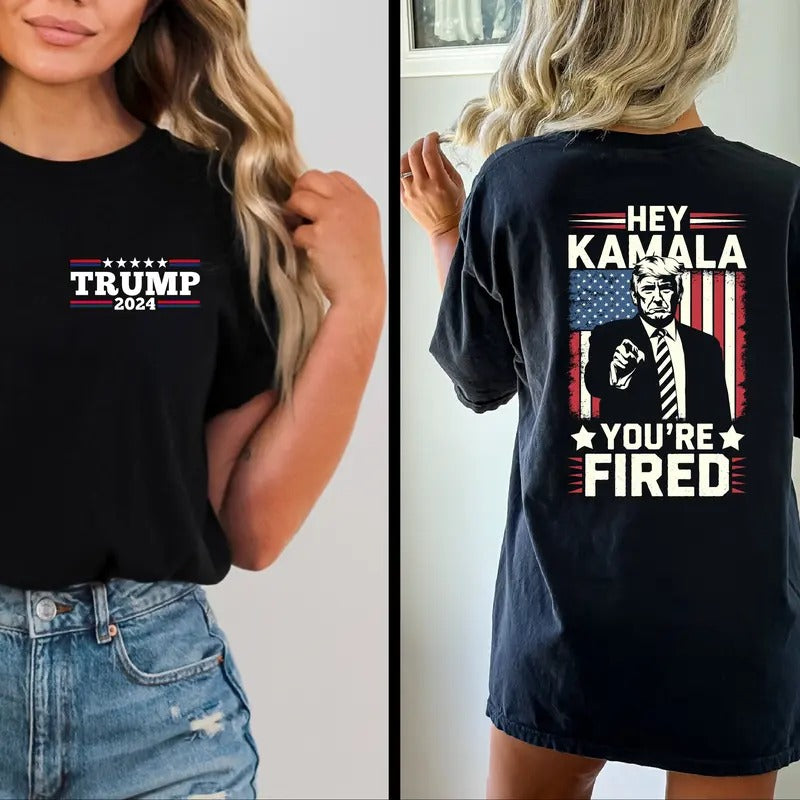 Kamala You'Re Fired Trump 2024 President Trump Election Casual Shirt Republican Patriotic American Flag Shirt T-Shirts, Hoodie, Sweatshirt