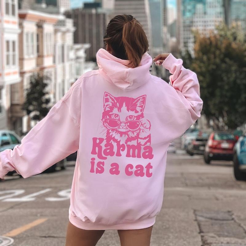 Karma Is Cat Positivity Kindness Mental Health Hooded Shirt Hoodie Sweatshirt