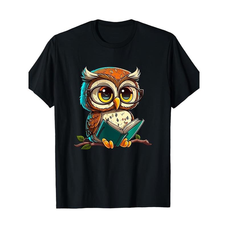 Kawaii Owl Reading - Reading Bookworm Library Book T-shirt, Men's T-shirt Made in USA Hoodie Sweatshirt | PrintMintTees.com