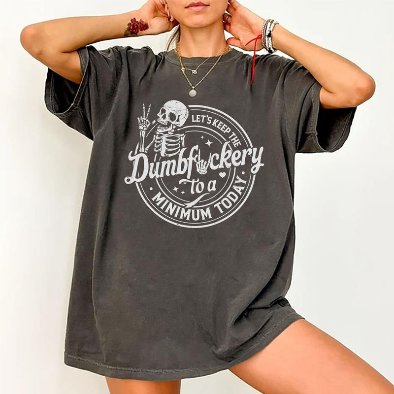 Keep It To A Minimum Tee, Humor Graphic Tee Women, Funny Saying Shirts, Oversized Graphic Tee, Women's Tops, Cotton...