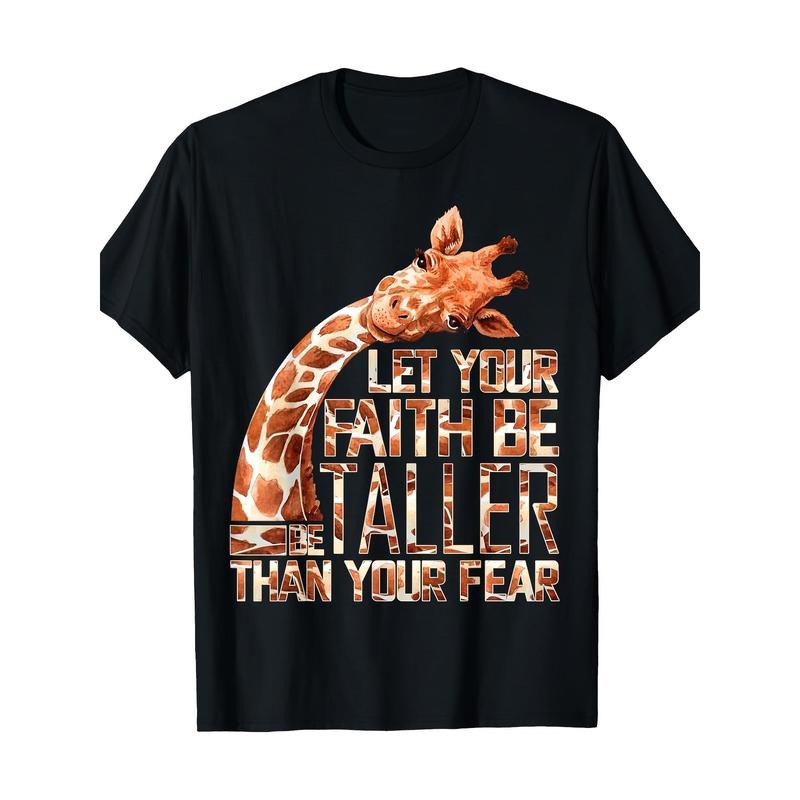 Keep Your Faith Above Fear Giraffe Casual Comfort Men's T-Shirt Made in USA Hoodie Sweatshirt | PrintMintTees.com
