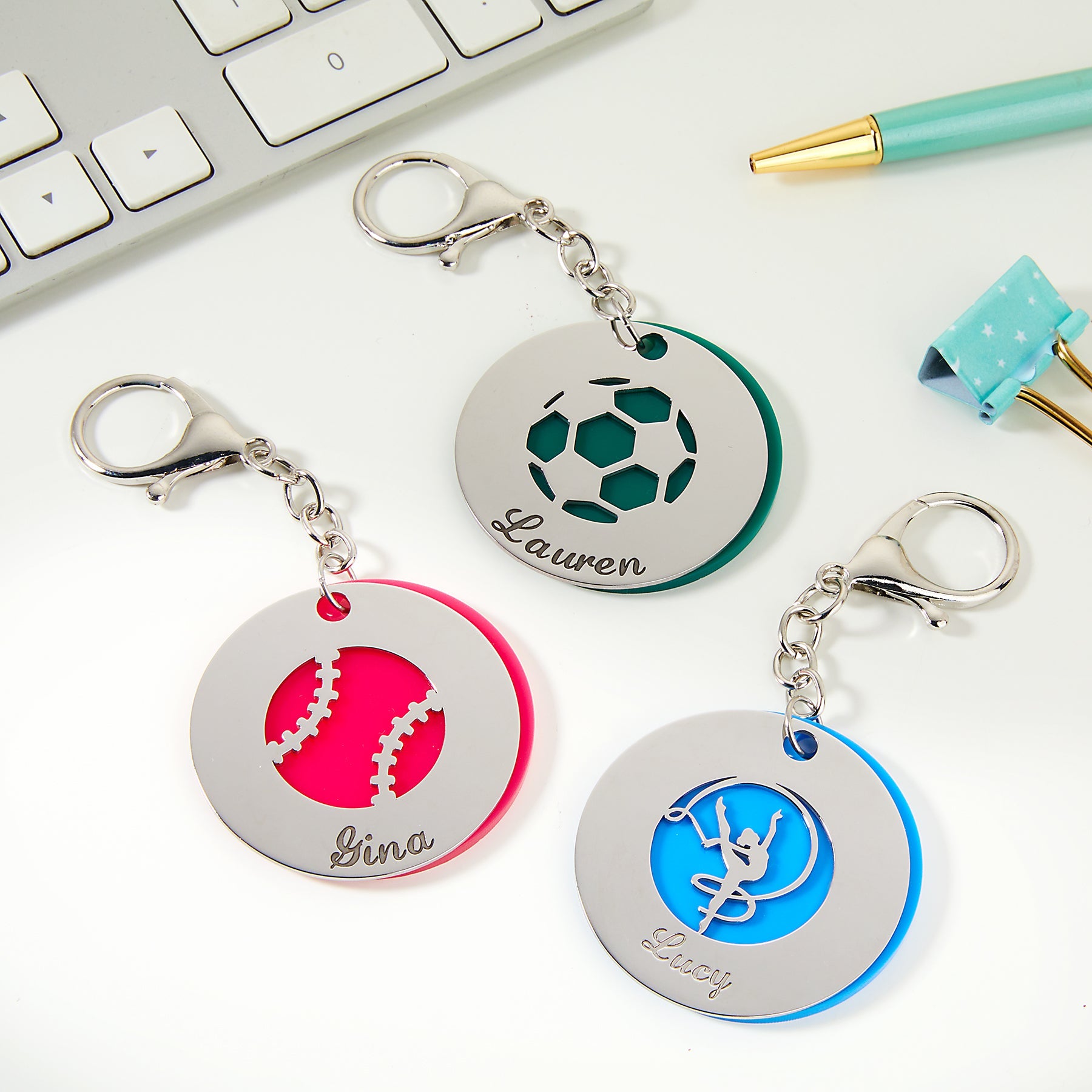 Stainless Steel Sports Acrylic Keychain