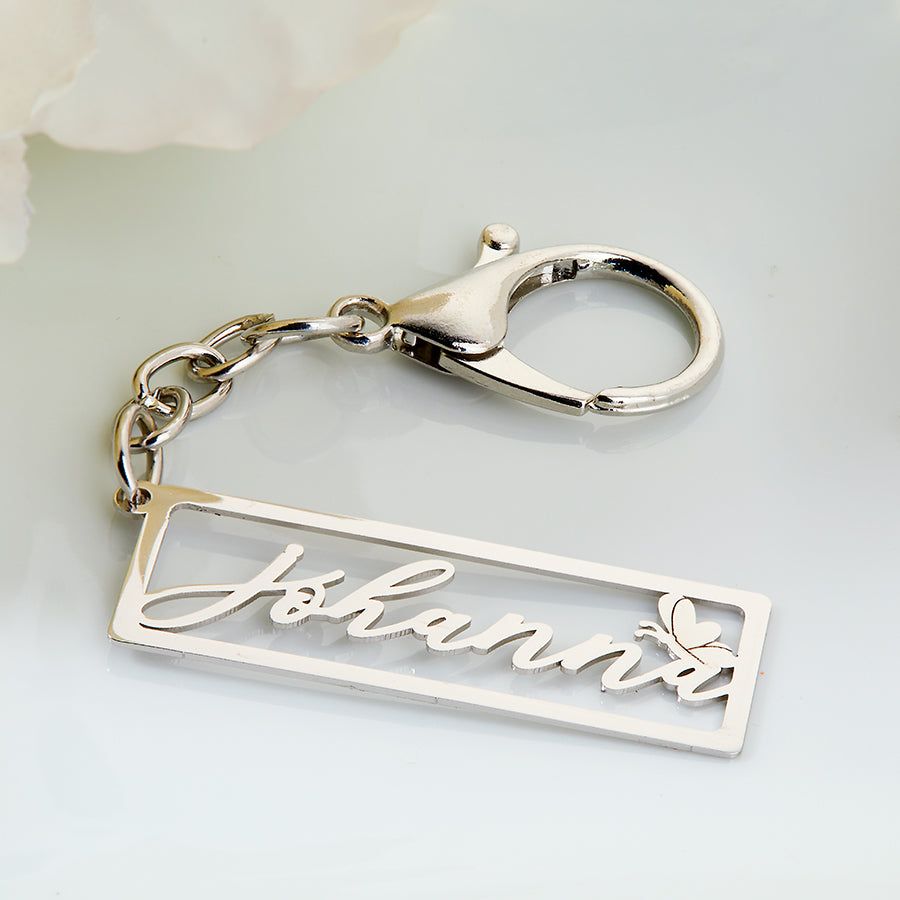 Script Name Boxed Stainless Steel Keychain