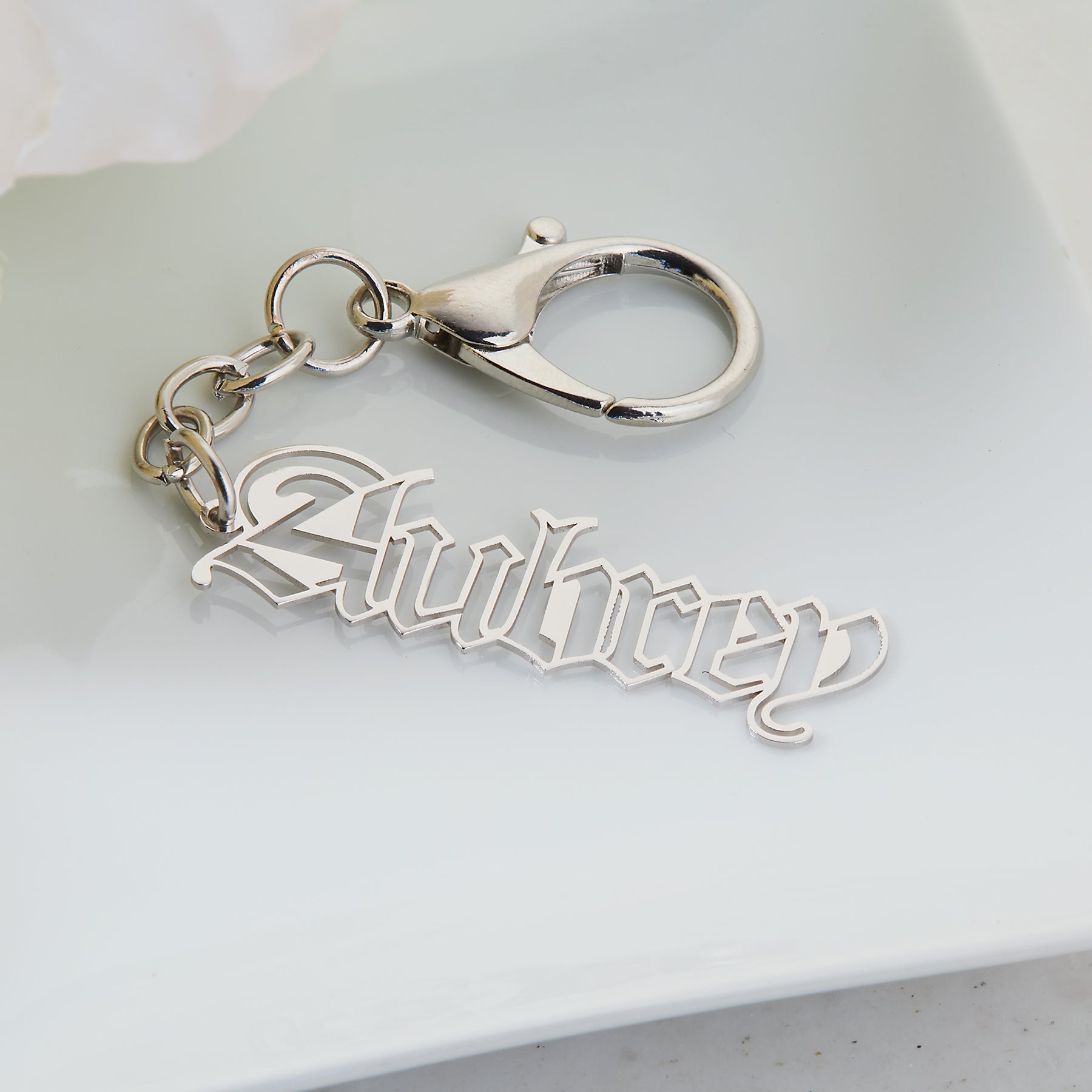 Old English Name Stainless Steel Keychain