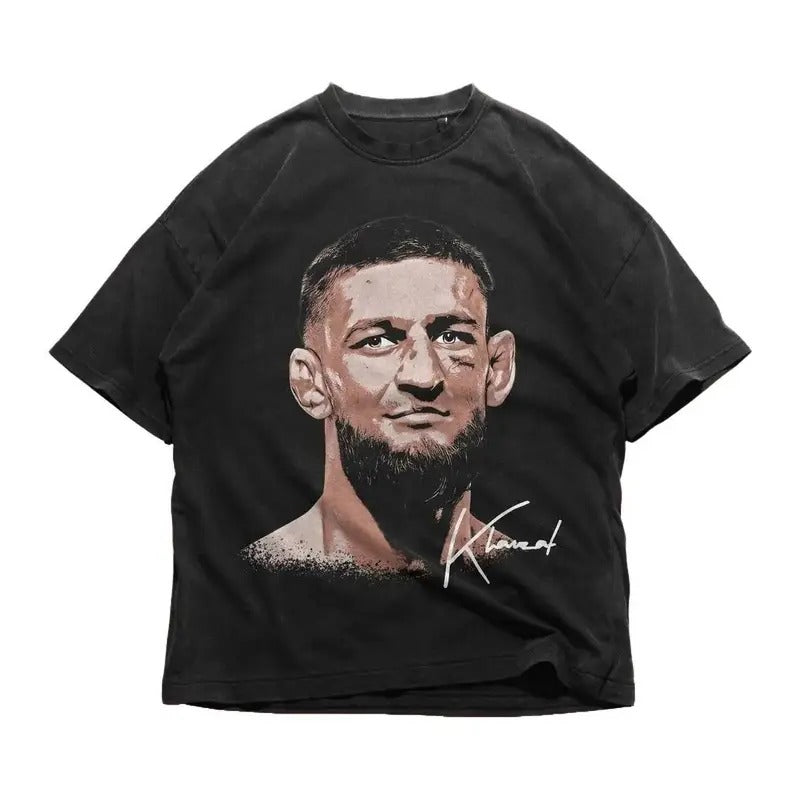 Khamzat Chimaev Shirt Vintage 90s Graphic Unisex Tshirt Bootleg Sweatshirt Big Headed Tee Cotton Long Sleeve Hoodie